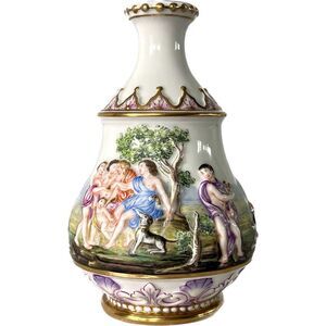 19th‎ C. CAPO-DI-MONTE Porcelain Bud Vase Scent / Cologne Bottle 1830-1890 Italy